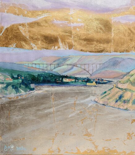 Bakar - Winter day in silver and gold van Andrea Bassi, Schilderij te koop op Singulart