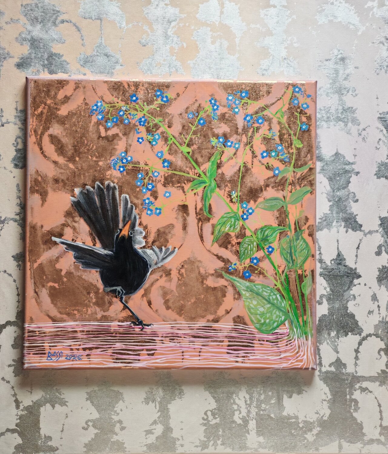 Dance, Dance, Black bird - How Can I Dance When I'm Barefoot Andrea Bassi Originalgemälde zu verkaufen