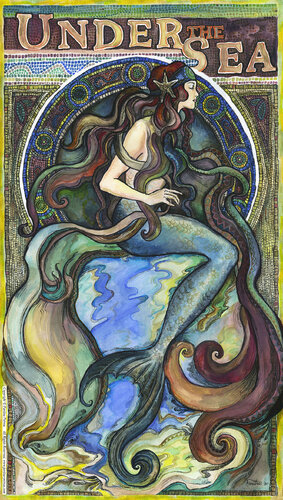 Under the Sea - A Mermaid. van Fanitsa Petrou, Schilderij te koop op Singulart