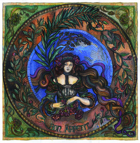 Bon Appétit I - Art Nouveau Inspired van Fanitsa Petrou, Schilderij te koop op Singulart