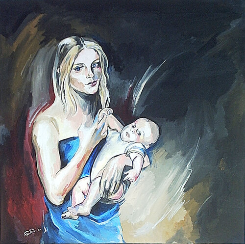 Mother and Child van Fanitsa Petrou, Schilderij te koop op Singulart