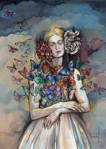 Butterfly Girl von Fanitsa Petrou, Malerei kaufen auf Singulart
