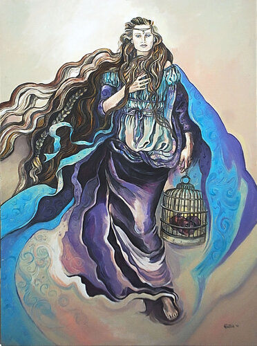 Persephone, goddess of Springtime di Fanitsa Petrou, Pittura in vendita su Singulart