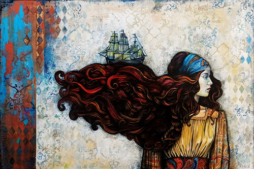 A Ship on Her Hair - II von Fanitsa Petrou, Malerei kaufen auf Singulart