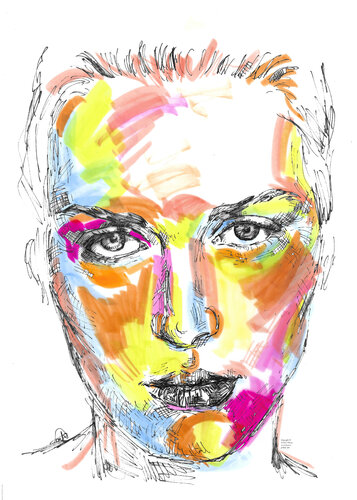 Portrait in Vivid Colours van Fanitsa Petrou, Schilderij te koop op Singulart