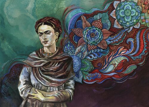 Frida with Flowers von Fanitsa Petrou, Malerei kaufen auf Singulart