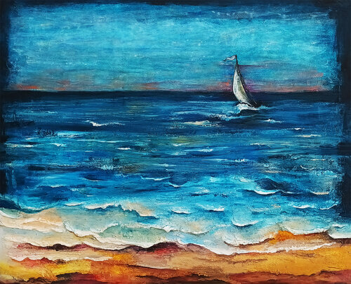 Seascape with Sailboat di Fanitsa Petrou, Pittura in vendita su Singulart