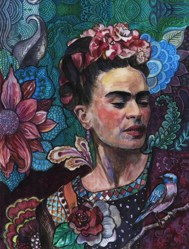 Frida's Flower Crown - II van Fanitsa Petrou, Schilderij te koop op Singulart
