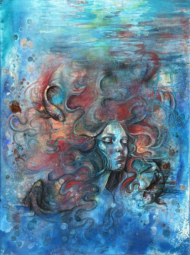 Resurfacing  Mermaid di Fanitsa Petrou, Pittura in vendita su Singulart