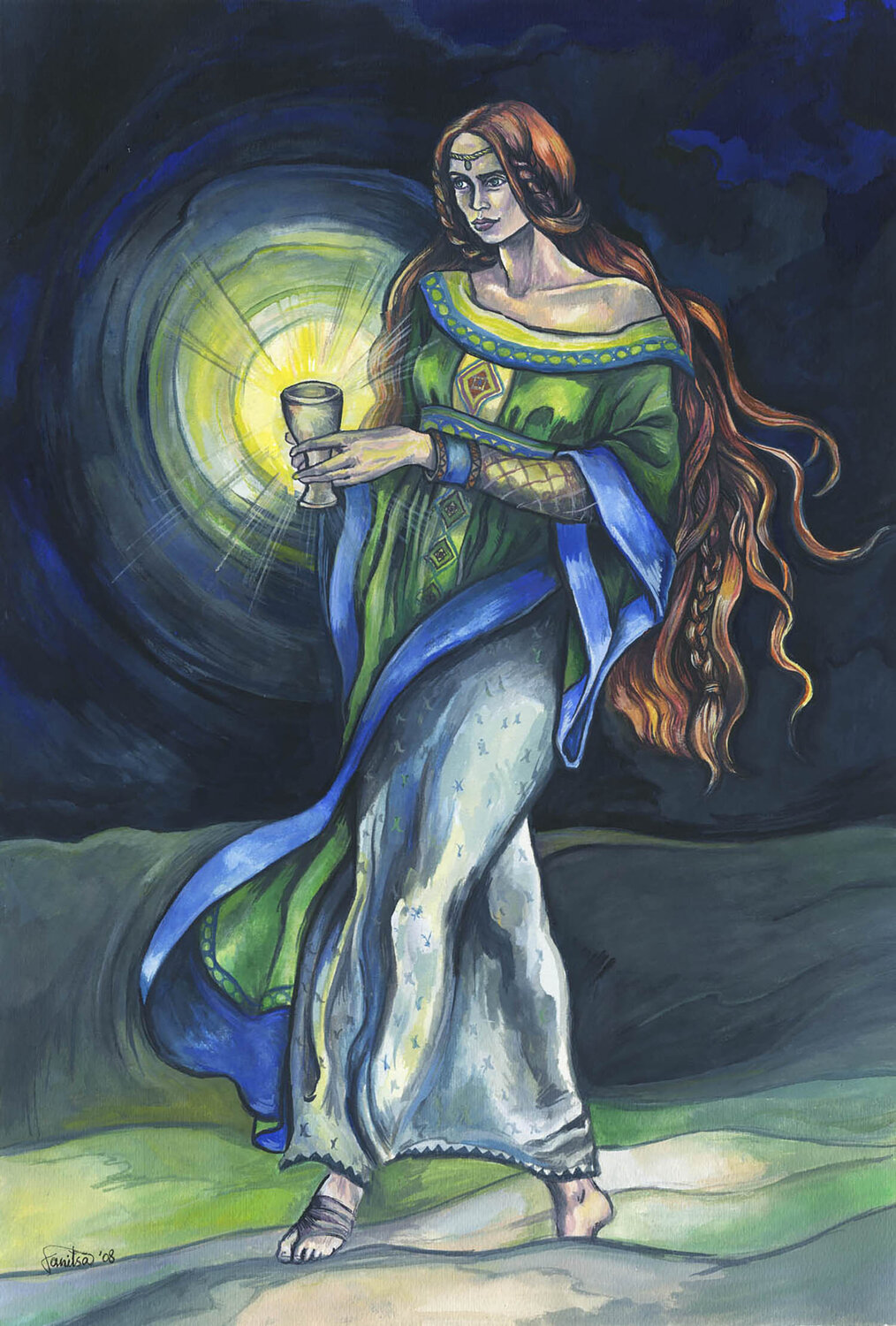 The Keeper of the Holy Grail Fanitsa Petrou Originalgemälde zu verkaufen