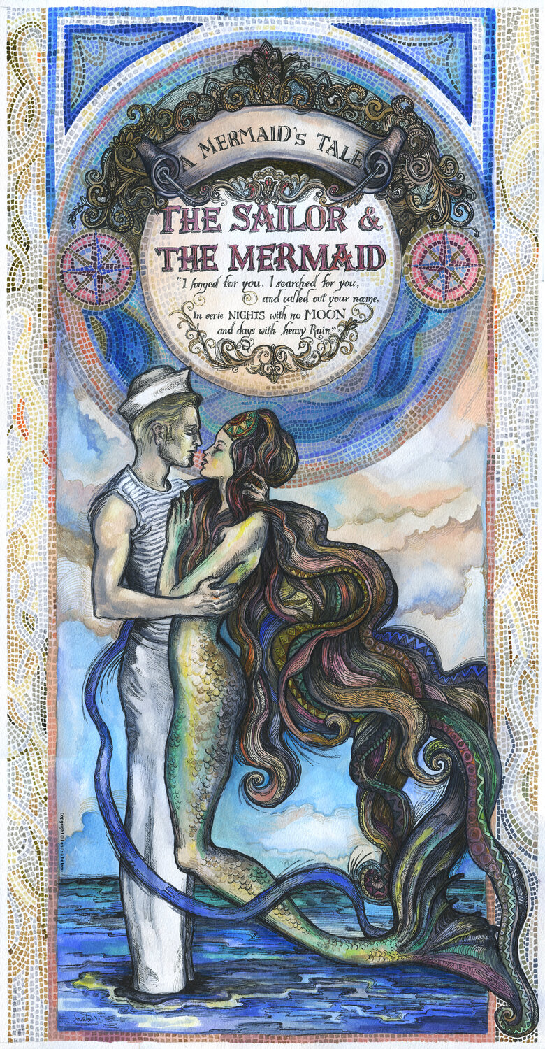 The Sailor and the Mermaid - I Fanitsa Petrou Originalgemälde zu verkaufen