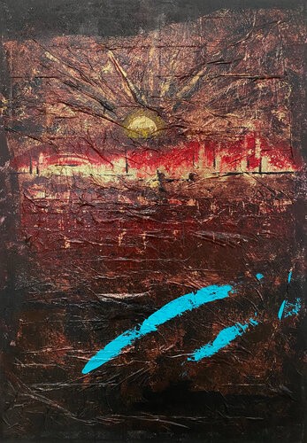 Sonnenuntergang in Gold, 100 x 70 van Hagen Wieland, Schilderij te koop op Singulart