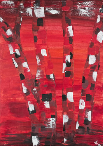 Birken rot by Hagen Wieland, 油畫 for Sale on Singulart