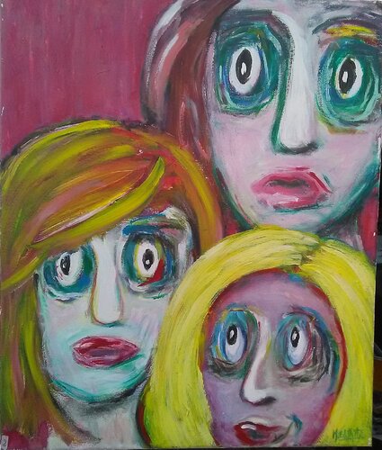 BÉATRICE, PATRICIA, SOLANGE... Filles de bar van MARIE - ÉDITH ALMASI, Schilderij te koop op Singulart