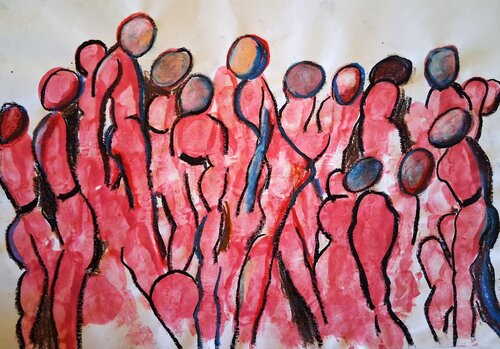 ROSE ET BLEU by MARIE - ÉDITH ALMASI, Work on Paper for Sale on Singulart