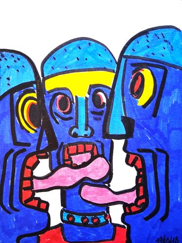 LES HOMMES CASQUE 1 by MARIE - ÉDITH ALMASI, Work on Paper for Sale on Singulart