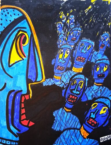LES HOMMES CASQUE 2 by MARIE - ÉDITH ALMASI, Work on Paper for Sale on Singulart