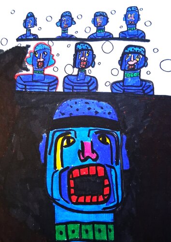 LES HOMMES CASQUE 6 by MARIE - ÉDITH ALMASI, Work on Paper for Sale on Singulart