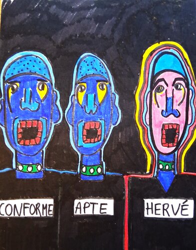 LES HOMMES CASQUE 7 by MARIE - ÉDITH ALMASI, Work on Paper for Sale on Singulart