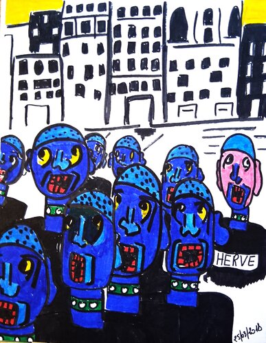 LES HOMMES CASQUE 10 by MARIE - ÉDITH ALMASI, Work on Paper for Sale on Singulart