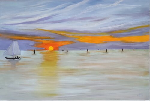 Tramonto in laguna di Miriam Brussato, Pittura in vendita su Singulart