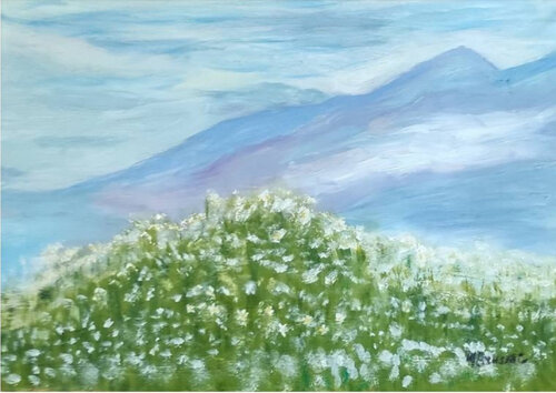 Fioritura dei narcisi in Valbelluna von Miriam Brussato, Malerei kaufen auf Singulart
