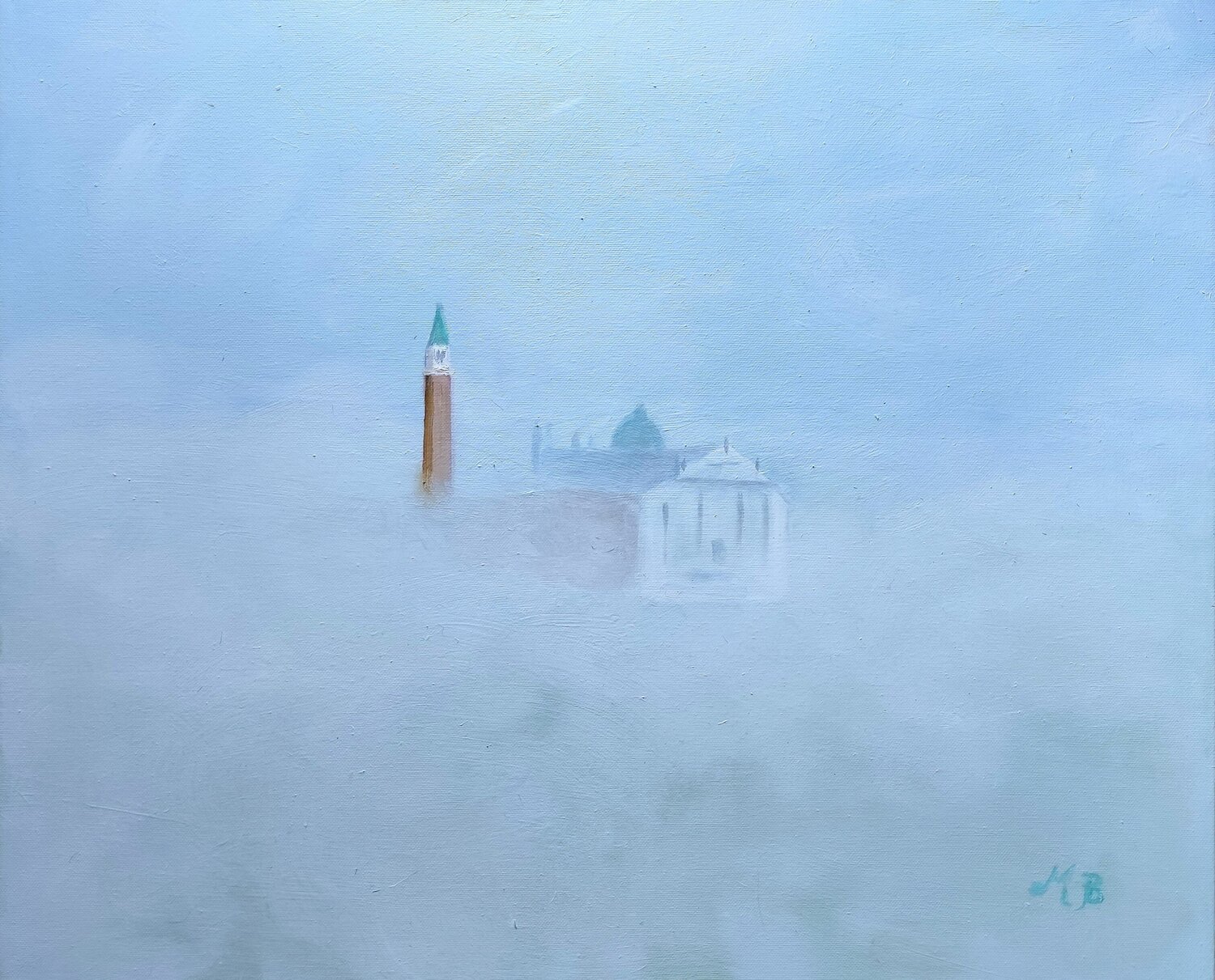 San Giorgio in the fog Miriam Brussato Dipinto originale in vendita