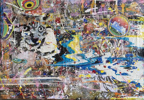 Vive les fleurs et les collages van SEB PAUL MICHEL, Schilderij te koop op Singulart