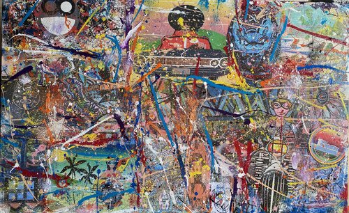 Vive les fleurs, les collages et le surf di SEB PAUL MICHEL, Pittura in vendita su Singulart
