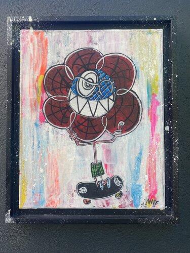 Vive les fleurs qui skatent van SEB PAUL MICHEL, Schilderij te koop op Singulart