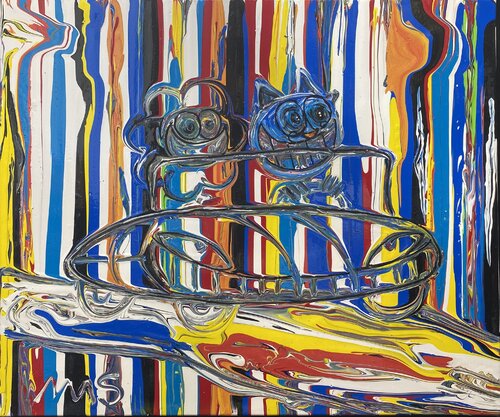 Vive les fleurs en voiture van SEB PAUL MICHEL, Schilderij te koop op Singulart