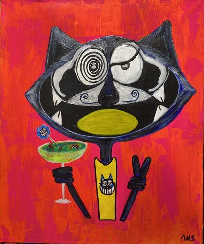 Vive les cocktails sur fond rose orangé de SEB PAUL MICHEL, Pintura a la venta en Singulart