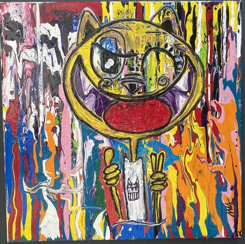 Vives les fleurs et les chats von SEB PAUL MICHEL, Malerei kaufen auf Singulart