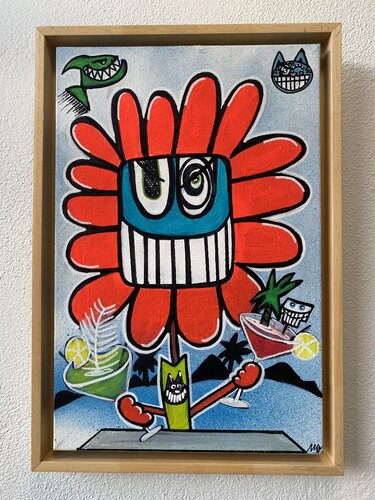 Vive les fleurs et les cocktails van SEB PAUL MICHEL, Schilderij te koop op Singulart