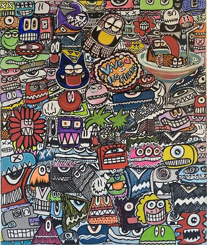 Cool, fun et vive les fleurs van SEB PAUL MICHEL, Schilderij te koop op Singulart