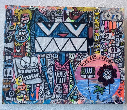 Vive les fleurs et cool et fun by SEB PAUL MICHEL, 회화 for Sale on Singulart