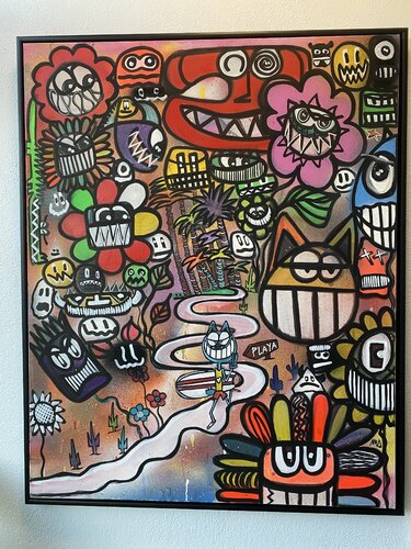 Playa, cat and flower by SEB PAUL MICHEL, 회화 for Sale on Singulart