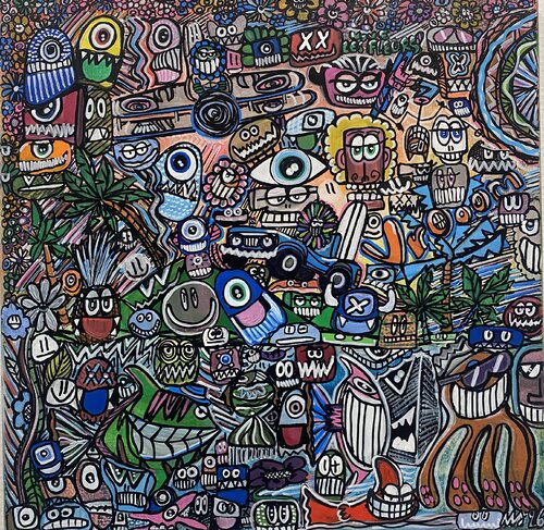 Vive les fleurs et les poissons van SEB PAUL MICHEL, Schilderij te koop op Singulart