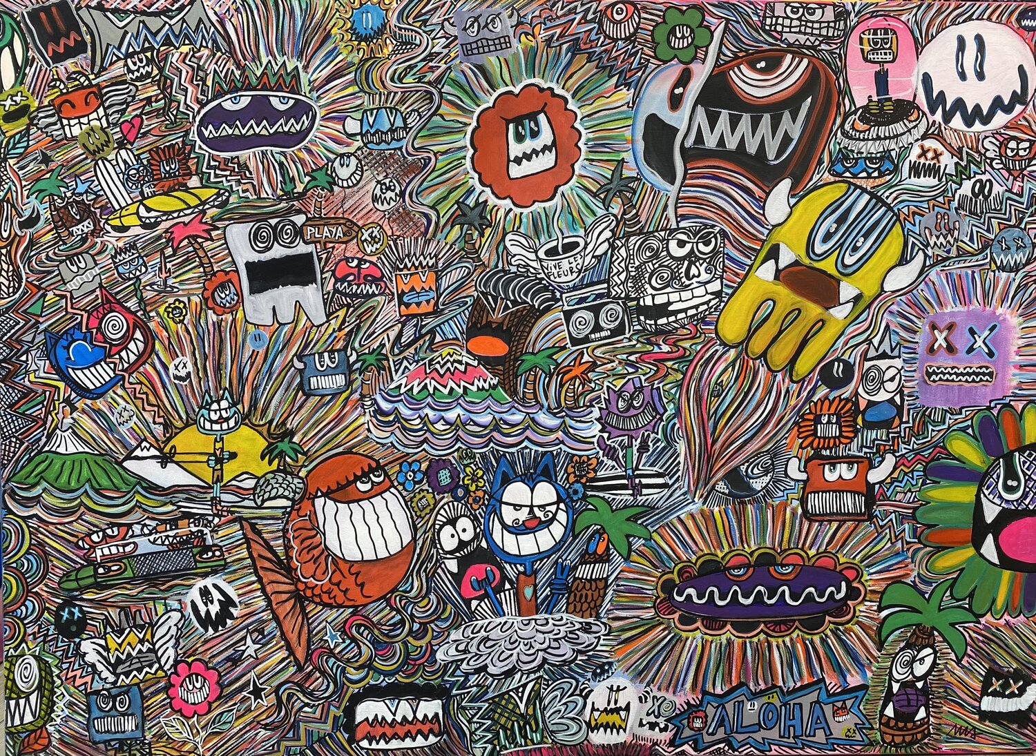 Vive les fleurs, les palmiers et les fleurs SEB PAUL MICHEL Originalgemälde zu verkaufen