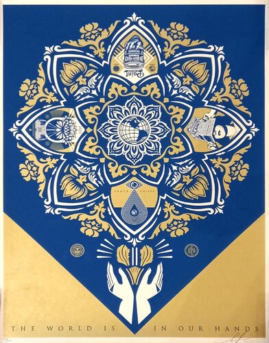 " The world is in our hands " (HOLIDAY PRINT 2015) by Shepard Fairey, Print for Sale on Singulart