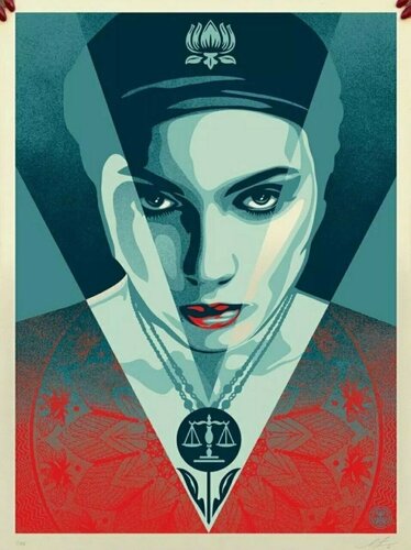 Justice woman Blue van Shepard Fairey, Afdruk te koop op Singulart