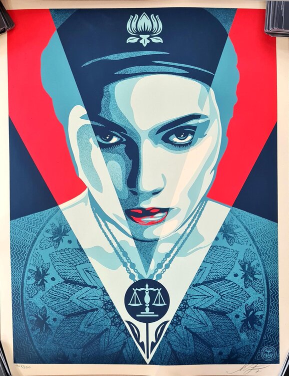 Justice woman Red Shepard Fairey