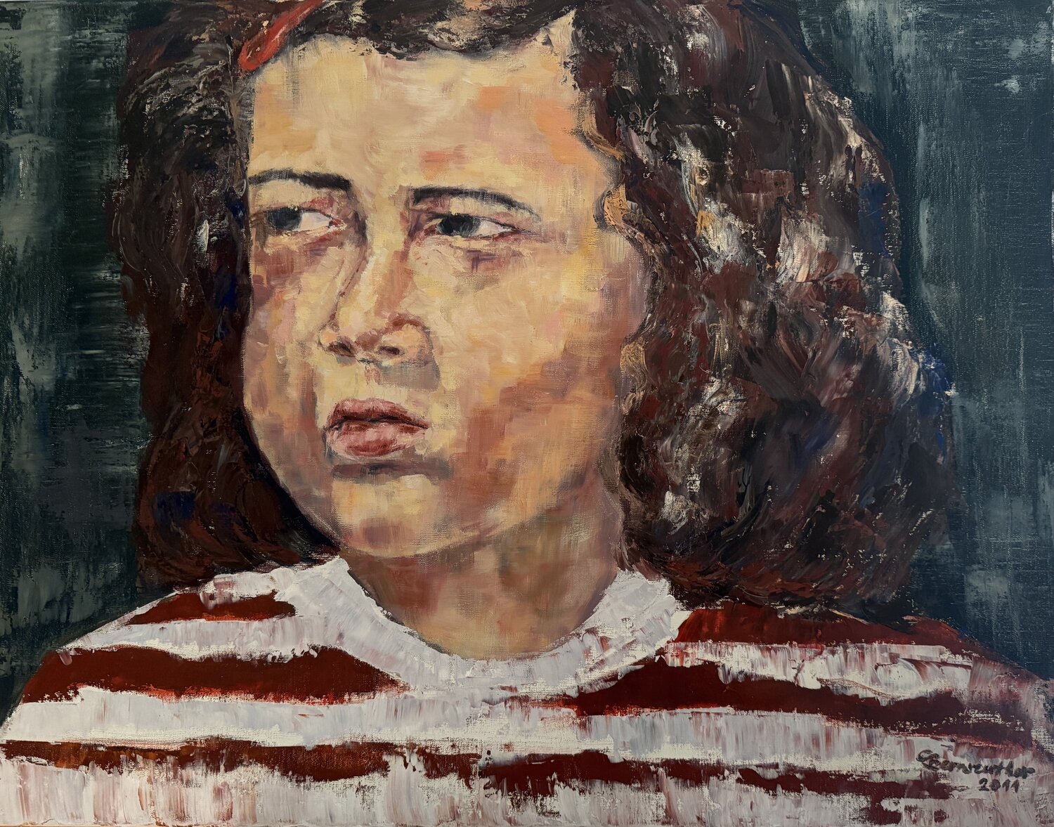 Girl With Hairslide Christiane Bernreuther Peinture originale à vendre
