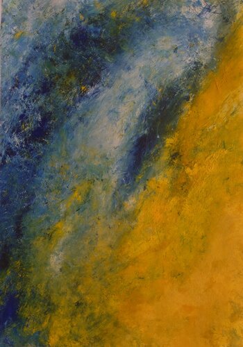 Informell in Blau Gelb van Georg Olliges, Schilderij te koop op Singulart