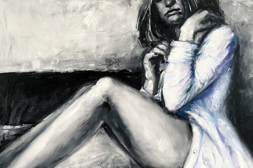Woman in the shirt di Leah Larisa Bunshaft, Pittura in vendita su Singulart