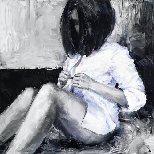 Woman in shirt 1 par Leah Larisa Bunshaft, Peinture en vente sur Singulart