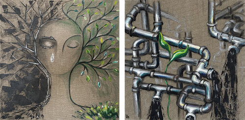Diptych Changes van Leah Larisa Bunshaft, Schilderij te koop op Singulart