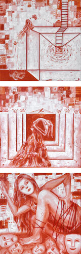 Triptych - Her Place and Frameworks van Leah Larisa Bunshaft, Schilderij te koop op Singulart
