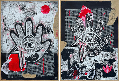 Threads of Displacement 1. Diptych de Leah Larisa Bunshaft, Pintura a la venta en Singulart