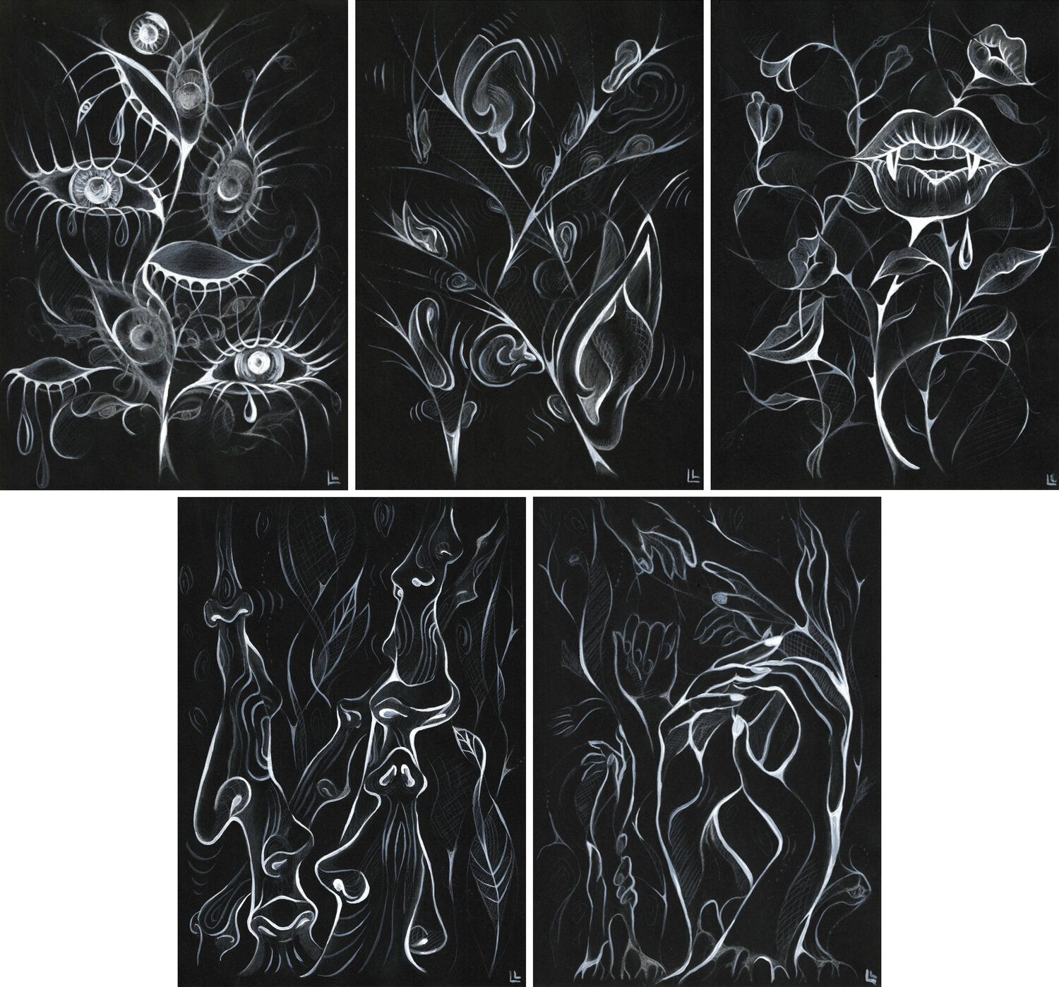 Senses Alive - set of 5 arworks Leah Larisa Bunshaft Zeichnungen zu verkaufen